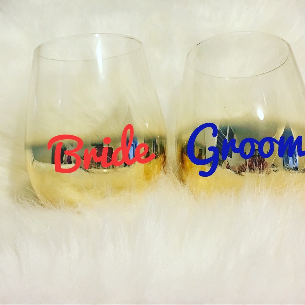 Gold metallic ombre wine glass personalized